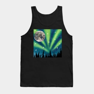 The Moon at Night - Northern lights Tank Top